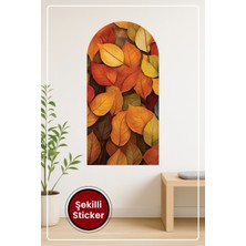 KOSS Dijital Oval Şekilli Sonbahar Yaprakları Desenli Dekoratif Duvar Sticker Ev Ofis Salon Hol Için Süs
