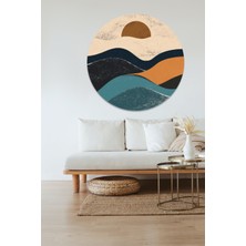 KOSS Dijital Bohem Tarzı Minimal Yuvarlak Sticker, Yuvarlak Şekilli Sticker, Modern Soyut Duvar Dekoru