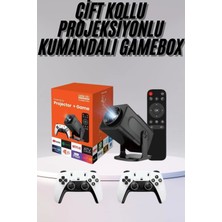Epilons Çift Kollu Game Box Projeksiyon Cihazı Kumandalı Android Tv Dahili Hoparlör