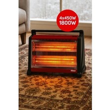 Vesus Şömine Tipi Elektrikli Isıtıcı 1800W Quattro 4x4 Quartz Isıtma