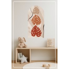 KOSS Dijital Oval Şekilli Bohem Renkler ve Yapraklar Desenli Dekoratif Duvar Sticker Ev Ofis Salon Hol