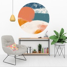 KOSS Dijital Modern Soyut Desenler Yuvarlak Sticker, Yuvarlak Şekilli Sticker, Renkli Minimal Duvar Dekoru