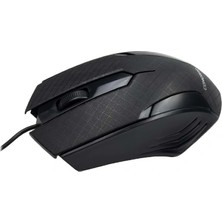 Epilons Siyah Mat Desenli USB Kablolu 3D Optik Mouse