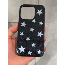 Iphone 14 Pro Uyumlu Yıldız Desenli Epoksi Kılıf Simli Parıltılı Silikon Telefon Kılıfı