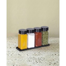 Leelahome 4'lü Set Standlı Kare Baharatlık 140 ml - Antrasit