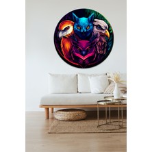 KOSS Dijital Renkli Yırtıcı Kuşlar Yuvarlak Sticker, Yuvarlak Şekilli Sticker, Soyut Hayvanlar Duvar Dekoru