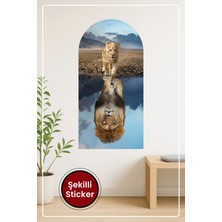 KOSS Dijital Oval Şekilli Aslan Yansıması Desenli Dekoratif Duvar Sticker Ev Ofis Salon Hol Için Modern Süs