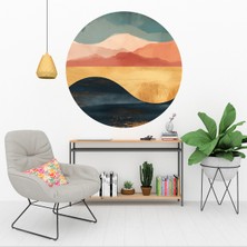 KOSS Dijital Pastel Renkli Desenler Yuvarlak Sticker, Yuvarlak Şekilli Sticker, Minimal Desenler Duvar Dekoru