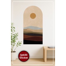 KOSS Dijital Oval Şekilli Minimal Bohem Tarzı Manzara Desenli Dekoratif Duvar Sticker Ev Ofis Salon