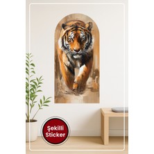 KOSS Dijital Oval Şekilli Aslan Yakın Çekim Desenli Dekoratif Duvar Sticker Ev Ofis Salon Hol Için Süs