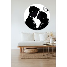 KOSS Dijital Romantik Çift Yuvarlak Sticker, Yuvarlak Şekilli Sticker, Modern Soyut Duvar Dekoru