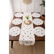 Uçkan Home Fırfırlı Fiyonk 1 Adet Runner 6 Adet Amerikan Servis - 7 Parça Çeyiz Seti