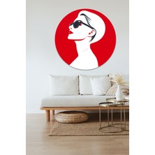 KOSS Dijital Renkli Kadın Silüeti Yuvarlak Sticker, Yuvarlak Şekilli Sticker, Güzellik Salonu Duvar Dekoru