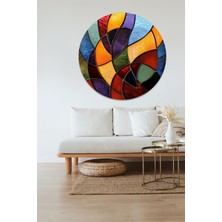 KOSS Dijital Modern Vitray Desenler Yuvarlak Sticker, Yuvarlak Şekilli Sticker, Soyut Renkli Duvar Dekoru