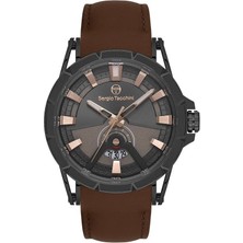 Sergio Tacchini ST.1.10455-4 Takvim Göstergeli Deri Kordon Kahverengi Erkek Kol Saati