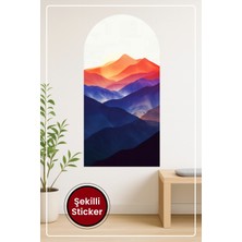 KOSS Dijital Oval Şekilli Dağ Manzara Sticker Renkli Tonlarda Sanatsal Görünümlü Dekoratif Duvar Dekoru