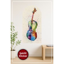 KOSS Dijital Oval Şekilli Renkli Soyut Gitar Desenli Dekoratif Duvar Sticker Ev Ofis Salon Hol Için Süs