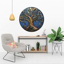 KOSS Dijital Hayat Ağacı Doğa Yuvarlak Sticker, Yuvarlak Sticker, Renkli Yapraklar ve Çiçekler Duvar Dekoru