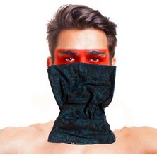 HERŞEYBURDAMODA Baf Bandana Çoklu Kafatası Siyah Maske