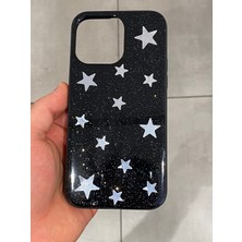 Iphone 15 Pro Max Uyumlu Yıldız Desenli Epoksi Kılıf Simli Parıltılı Silikon Telefon Kılıfı
