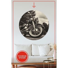 KOSS Dijital Retro Motosiklet Yuvarlak Sticker Vintage Tasarım Dekoratif Çıkartma Ev Ofis Duvar Dekoru