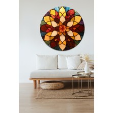 KOSS Dijital Rengarenk Çiçek Deseni Yuvarlak Sticker, Yuvarlak Şekilli Sticker, Çiçekli Şekiller Duvar Dekoru