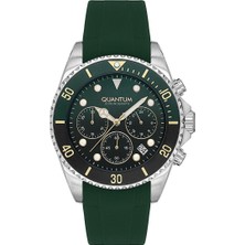 Quantum Erkek Kol Saati 44 mm Yeşil Silikon Kordon 10 Atm