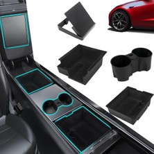Ramm Tesla Model Y Model 3 Orta Konsol Bardak Tutucu Kol Dayama Alt ve Iç Düzenleyici - Siyah