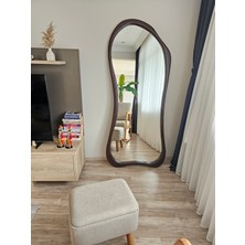 Uğurlu Ayna 180X80 cm Asimetrik Boy Aynası - Ceviz Ahşap Görünümlü Dekoratif Boy Aynası