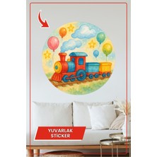 KOSS Dijital Renkli Tren Yuvarlak Sticker Balonlu ve Yıldızlı Gökyüzü Temalı Sevimli Çocuk Odası Çıkartması