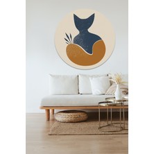 KOSS Dijital Bohem Tarzı Kedi Yuvarlak Sticker, Yuvarlak Şekilli Sticker, Soyut Hayvan Duvar Dekoru