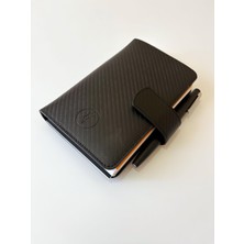 Eng Leather Saffiano Deri Koleksiyonu  A6 Defter & Kalem Çantası Carbon Black