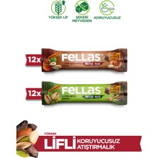 Fellas Meyve Bar (40 g) Süper İkili Kutu - 24 Adet (Karışık Kuruyemişli x 12 + Antep Fıstıklı x 12)