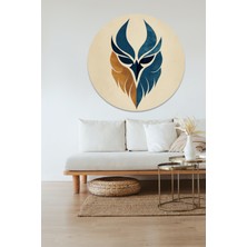 KOSS Dijital Soyut Baykuş Yuvarlak Sticker, Yuvarlak Şekilli Sticker, Hayvan Silüeti Duvar Dekoru