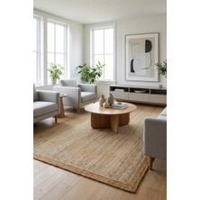 Natura El Dokuma Jüt Bohem Tarz Otantik Salon Oturma Odası Koridor Yatak Odası Natural Halı 00020A