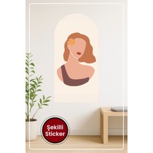 KOSS Dijital Oval Şekilli Minimal Kadın Silüeti Dekoratif Duvar Sticker Ev Ofis Salon Hol Için Süs