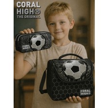 Coral High Futbol Desenli Iki Bölmeli Kalem Çantası ve Thermo Beslenme Çantası