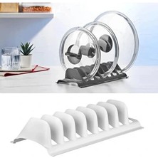 SiHako Beyaz - 8 Bölmeli Tencere Kapak Rafı - Simple Tabaklık - Kapak Organizeri