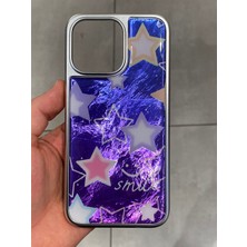 Iphone 15 Pro Max Uyumlu Yıldız Desenli Epoksi Kılıf Simli Parıltılı Silikon Telefon Kılıfı