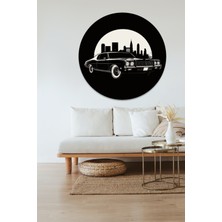 KOSS Dijital Nostalji Klasik Araba Yuvarlak Sticker, Yuvarlak Şekilli Sticker, Genç Odası Duvar Dekoru