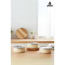 Amboss 6 Parça Crispella 14-16-18 cm Emaye Saklama Kabı Seti – Kahverengi