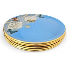 Sudedi Home 26 cm Gerçek Altın Yaldızlı Cam Servis Tabağı Seti – Premium Sunum Tabakları