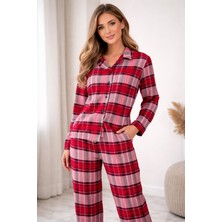 Wordex Mr 3705 Boydan Düğmeli Soft Süet Kışlık Kadın Pijama Takımı