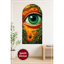 KOSS Dijital Oval Şekilli Soyut Göz Illüstrasyonlu Dekoratif Duvar Sticker Modern Ev Ofis Iç Mekân Tasarımı