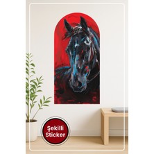 KOSS Dijital Oval Şekilli Asil At Portresi Desenli Dekoratif Duvar Sticker Ev Ofis Salon Hol Için Modern Süs