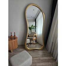 Uğurlu Ayna 180X80 cm Asimetrik Boy Aynası-Gold Ahşap Görünümlü Dekoratif Boy Aynası