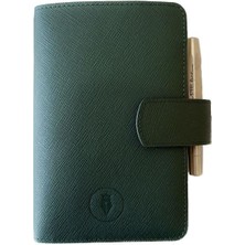Eng Leather Saffiano Deri Koleksiyonu  A6 Defter & Kalem Çantası  Emerald