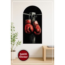 KOSS Dijital Oval Şekilli Kırmızı Boks Eldivenleri Desenli Dekoratif Duvar Sticker Ev Ofis Salon Hol Süs