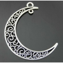 AGM Hilal Şeklinde Telkari Işlemeli Bağlantı Parçalı 41X30MM Kolye Ucu 5 Li  Paket  ,kolye Ucu , Telkari Kolye Ucu , Ay Kolye Ucu