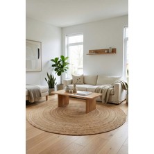 Koza Halı Natura Jüt Halı Naturel 00023A 90 x 90 cm Dekoratif Hasır Halı Çift Taraflı Kullanım Özelliği